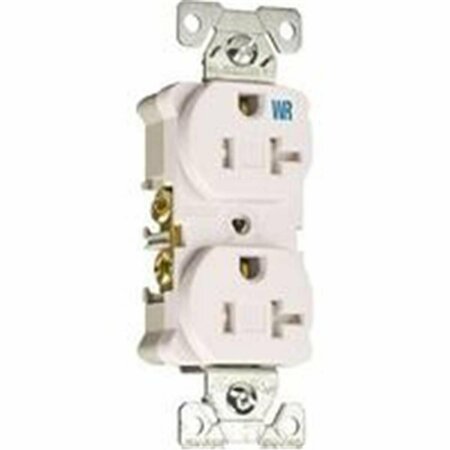 EATON WIRING DEVICES Tamper Resistant Weatherproof Duplex Receptacle, 125V - 20 A, 2 Pole - White 366179